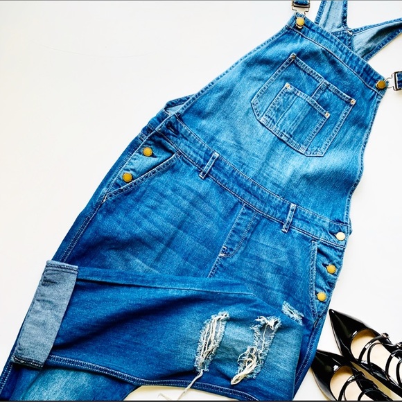 American Rag Denim - AMERICAN RAG Cie Distressed Bib Jean Overalls 💙